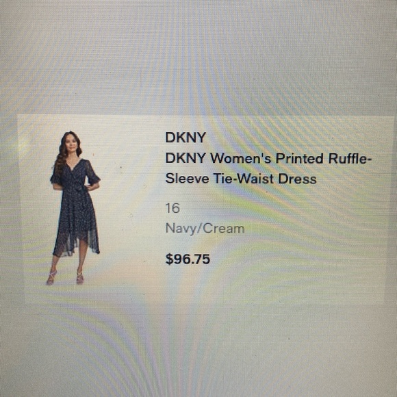 DKNY Womens Printed Ruffle-Sleeve Tie Waist Dress - Size 16 NWT - Picture 4 of 11